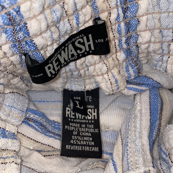 EUC rewash brand size large, elastic waist, striped linen, blend pants - Picture 6 of 7